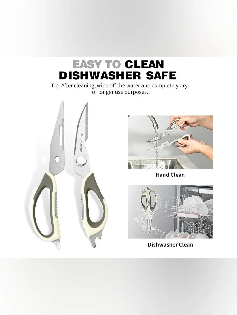 Tongmaru Cream & Gray Kitchen Shears - Multi-Purpose Heavy Duty Scissors
